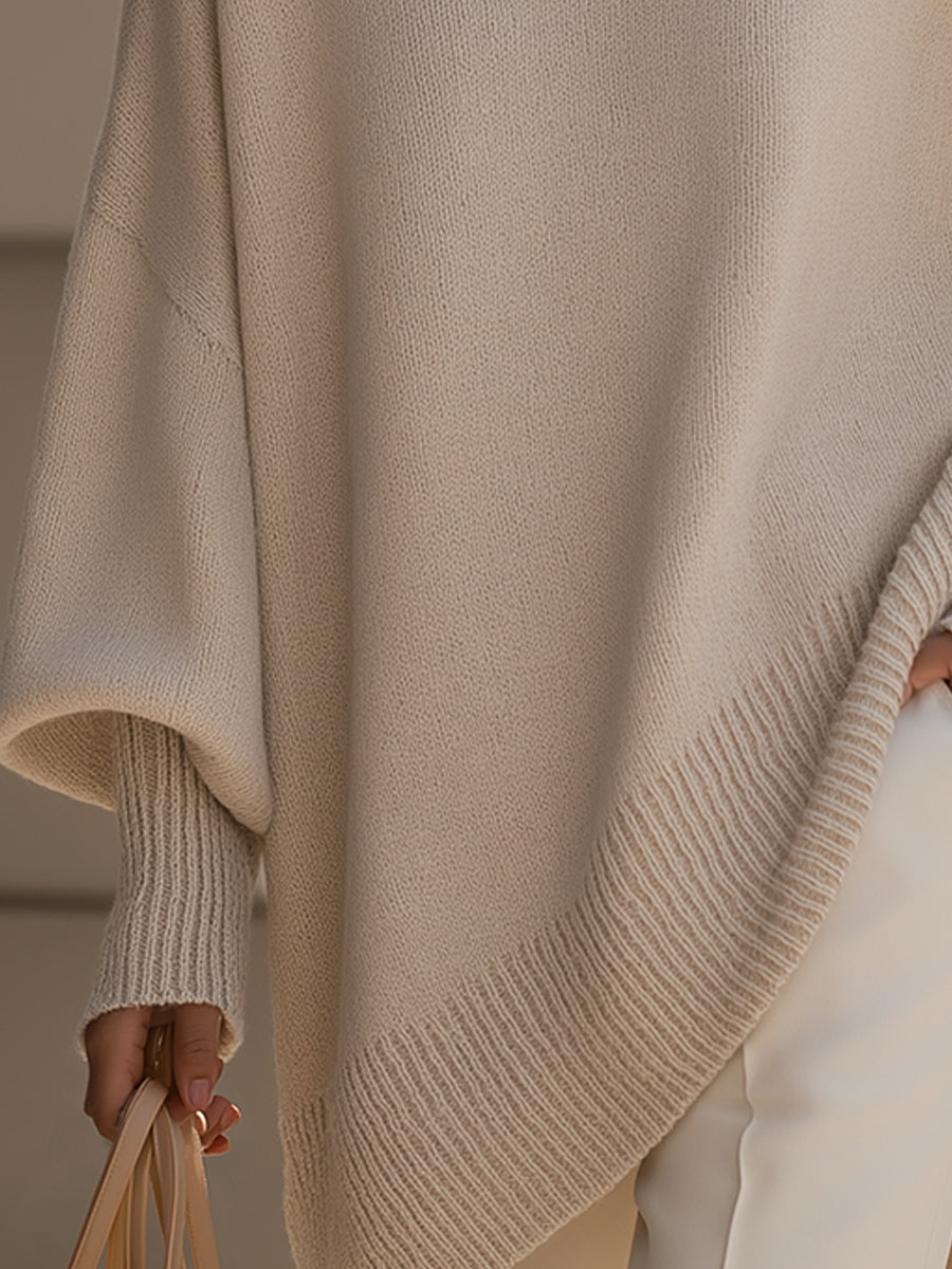 Oversized knit long sleeve sweater for women, featuring a soft wool blend, ideal for winter comfort