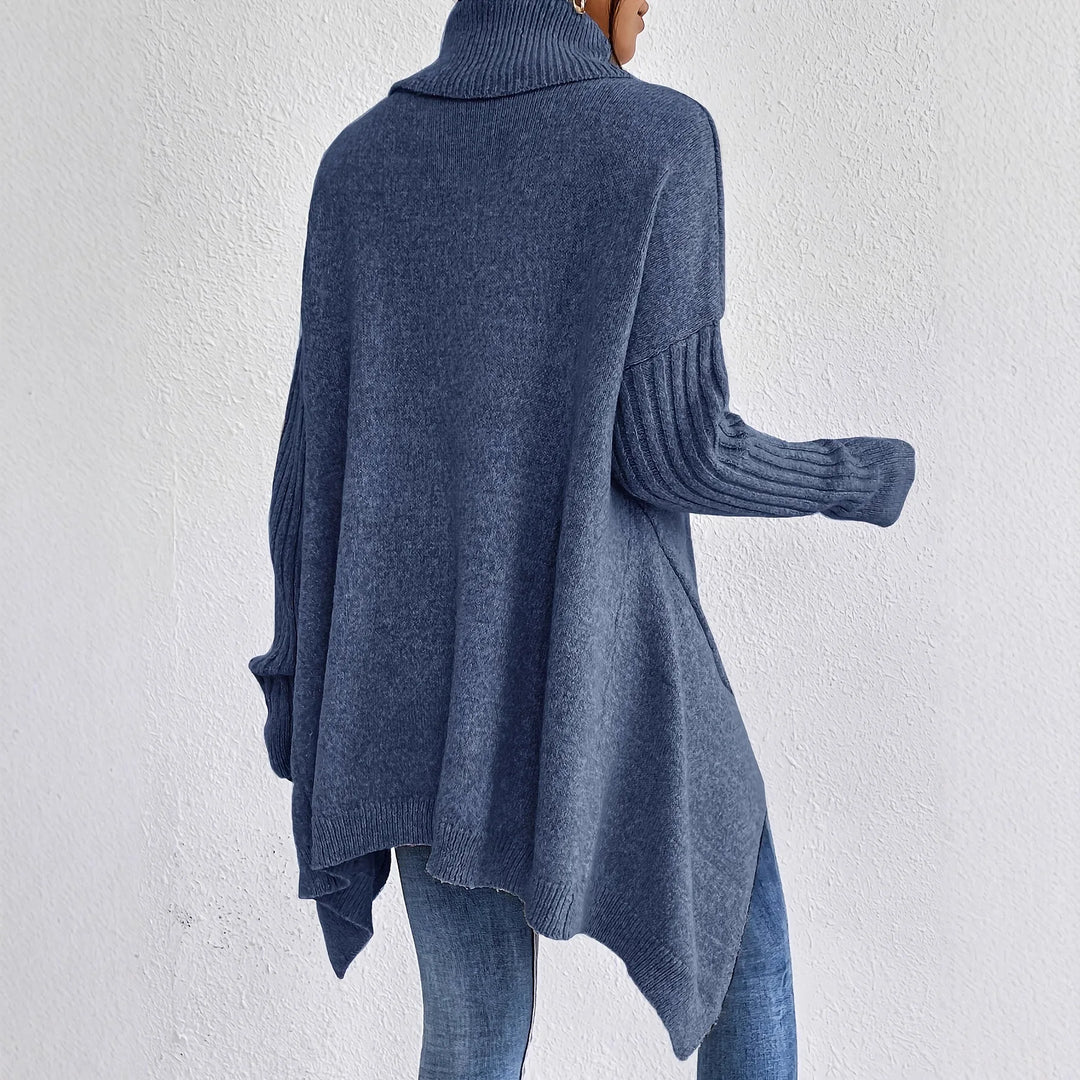 Cozy women's oversized turtleneck sweater made from a premium cashmere blend, ideal for casual wear.