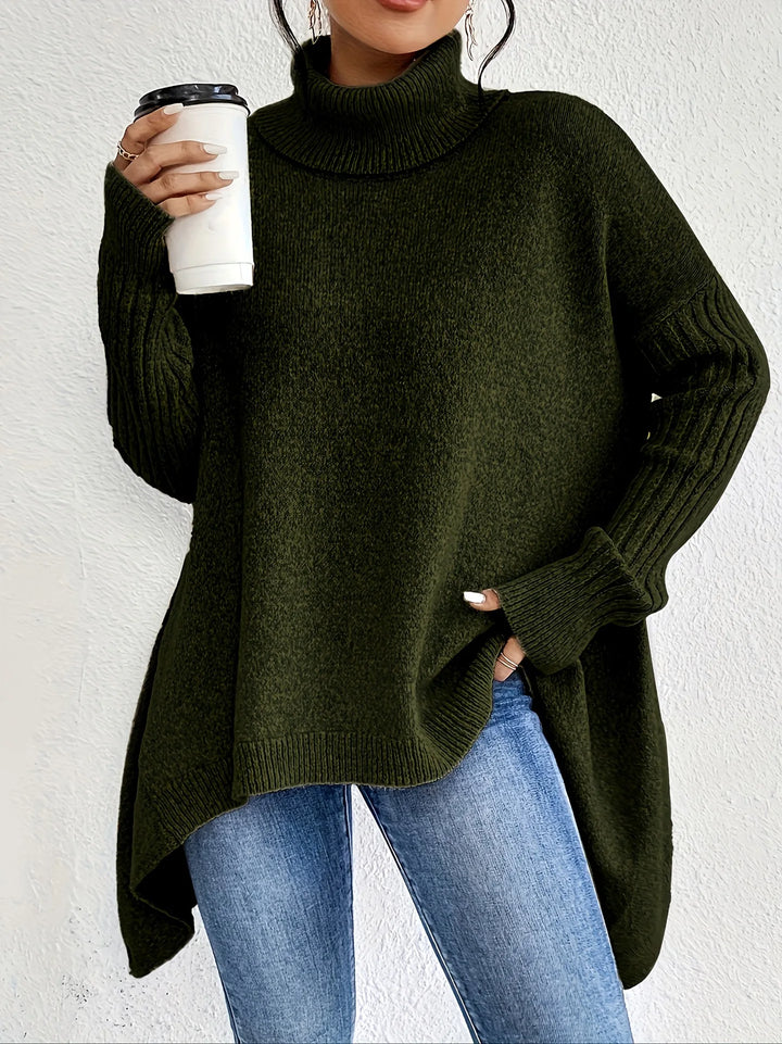 Soft ivory cashmere blend women's turtleneck sweater, offering ultimate comfort and a chic look.