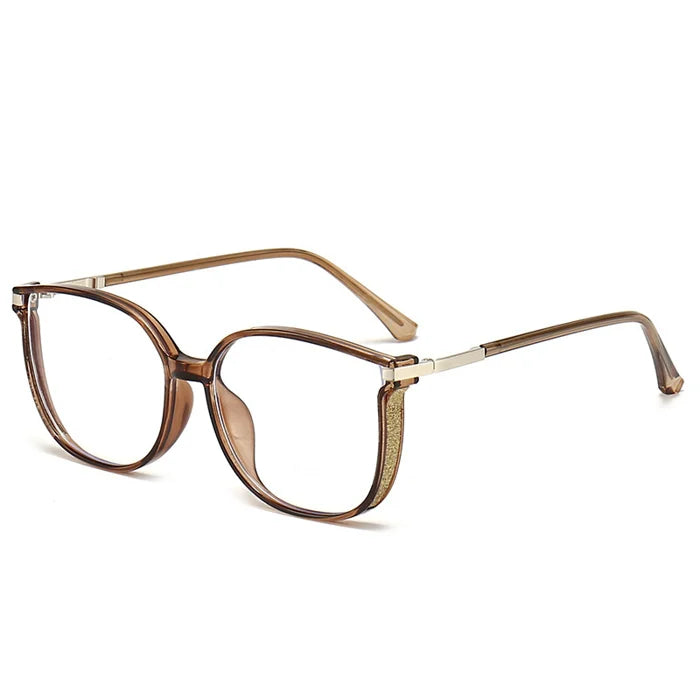 Side view of women's luxurious reading glasses, highlighting their comfortable fit and elegant, timeless style.
