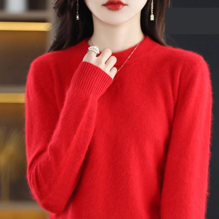 Comfortable women's round neck sweater, a versatile pullover for soft & fashionable style.