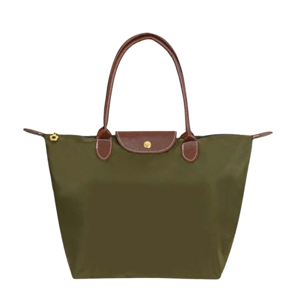 Stylish women's large capacity tote bag, versatile fashion accessory & travel tote with convenient zipper.