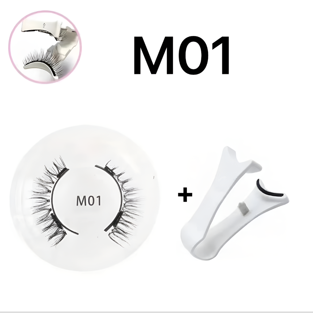 Women's Magnetic Eyelash & Tweezer Kit with reusable, glue-free synthetic lashes and applicator