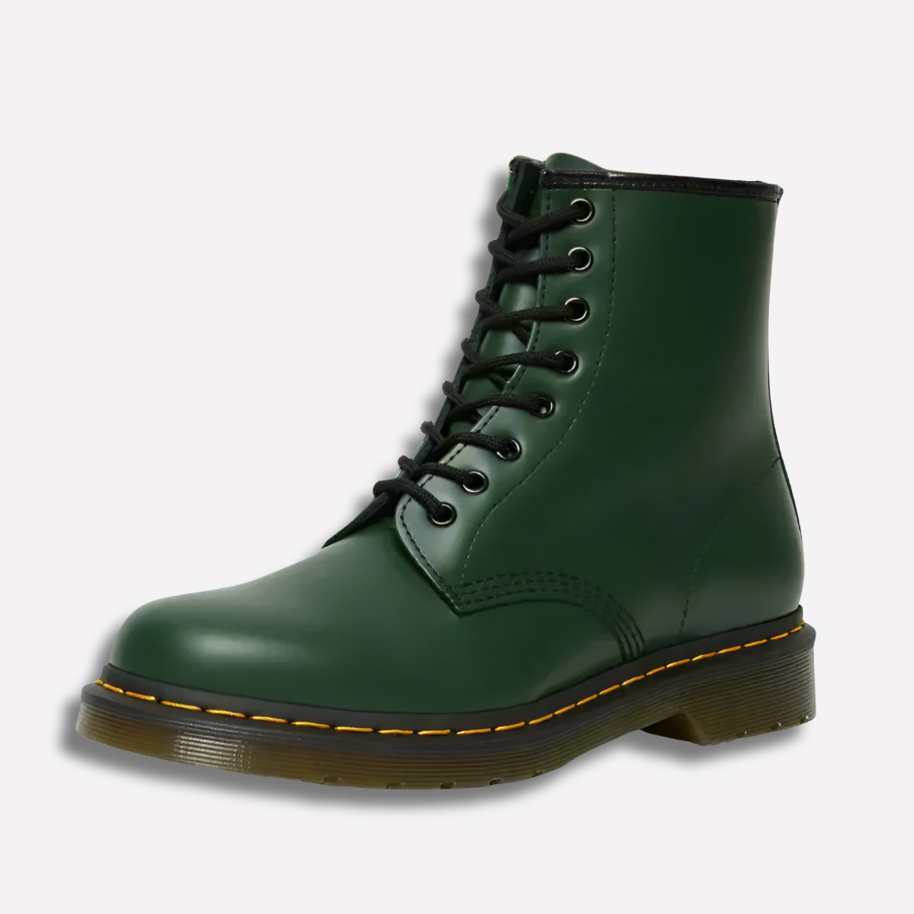 Durable matte finish women's lace-up ankle boots. Comfortable everyday footwear, perfect for fall and winter style.
