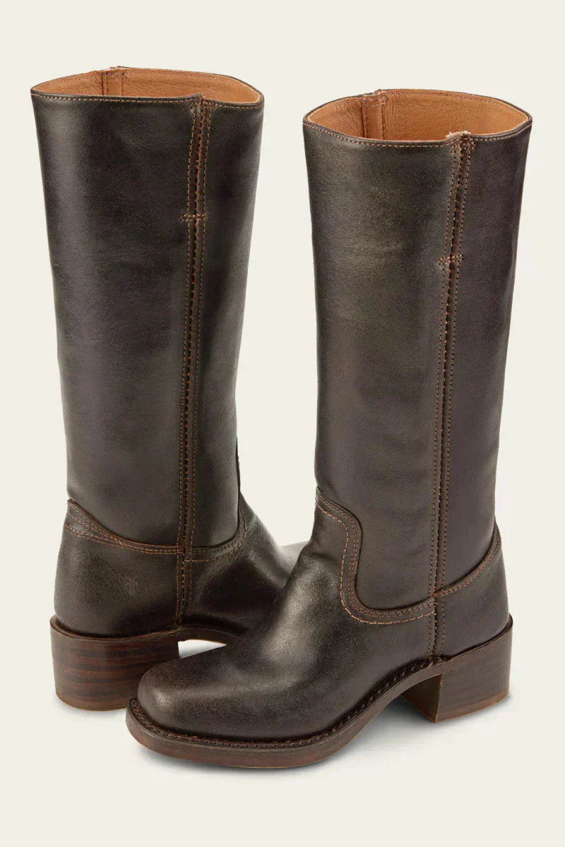 Women's mid-calf block heel boots with closed toe. Stylish & comfortable for fall/winter fashion.