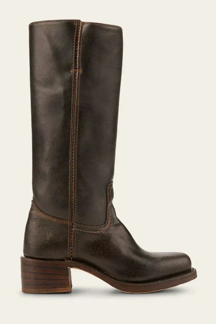 Everyday khaki mid-calf boots for women, featuring comfortable block heel & stylish closed toe.