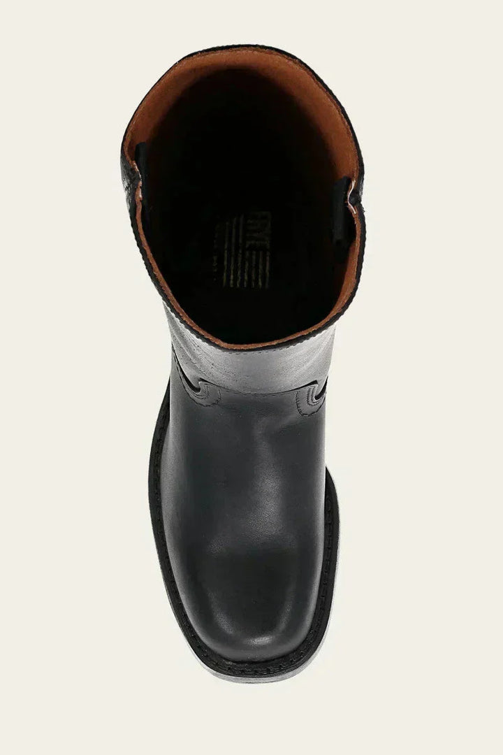 Fashion-forward women's mid-calf boots with a sleek closed toe and sturdy block heel.