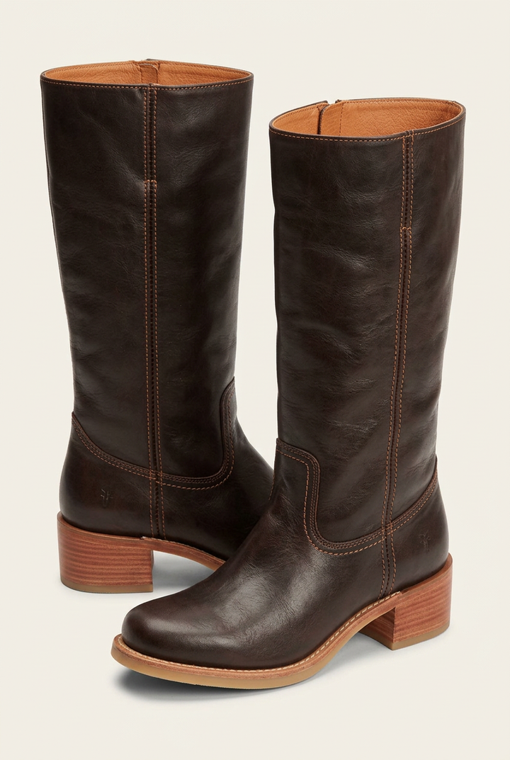 Women's mid-calf boots, closed toe & block heel. Elegant & versatile for fall/winter fashion.