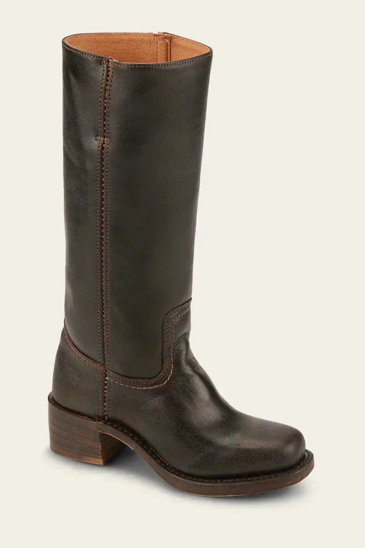 Chic black mid-calf boots for women with a supportive block heel & sophisticated closed toe.