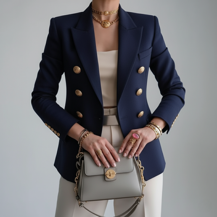 Stylish women's tailored casual blazer in a lightweight fabric, perfect as a versatile summer jacket or office essential.