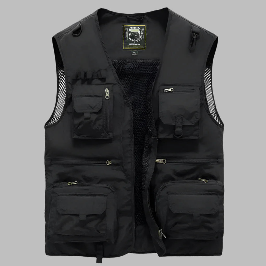 Lightweight women's multi-pocket outdoor vest in beige, perfect for summer casual wear.