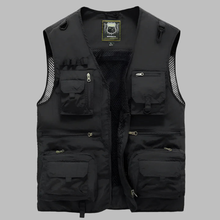 Lightweight women's multi-pocket outdoor vest in beige, perfect for summer casual wear.