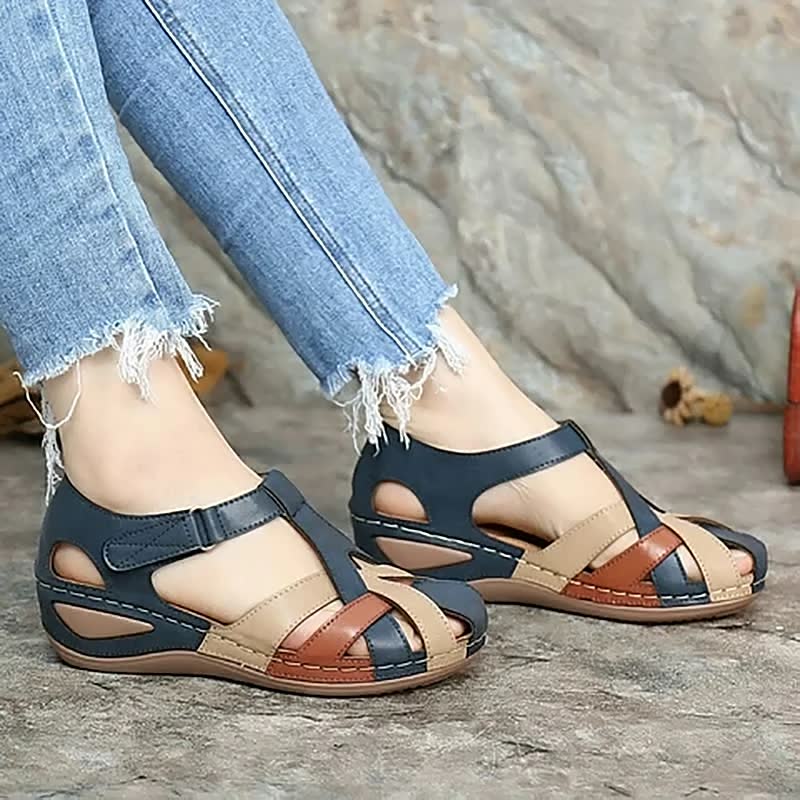 Women's multi-strap comfort sandals, supportive & stylish for casual walking, perfect everyday summer wear.