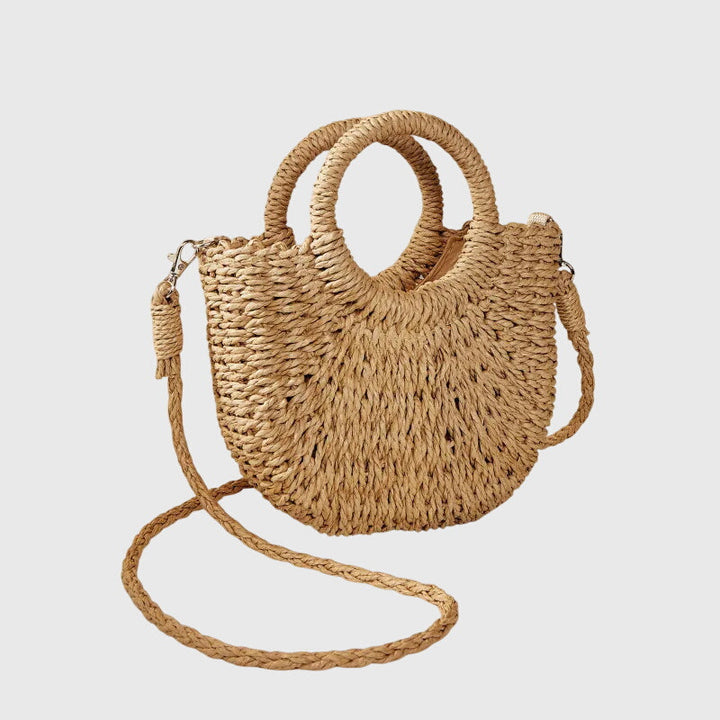 Women's natural woven crossbody handbag, perfect summer beach bag & casual fashion accessory