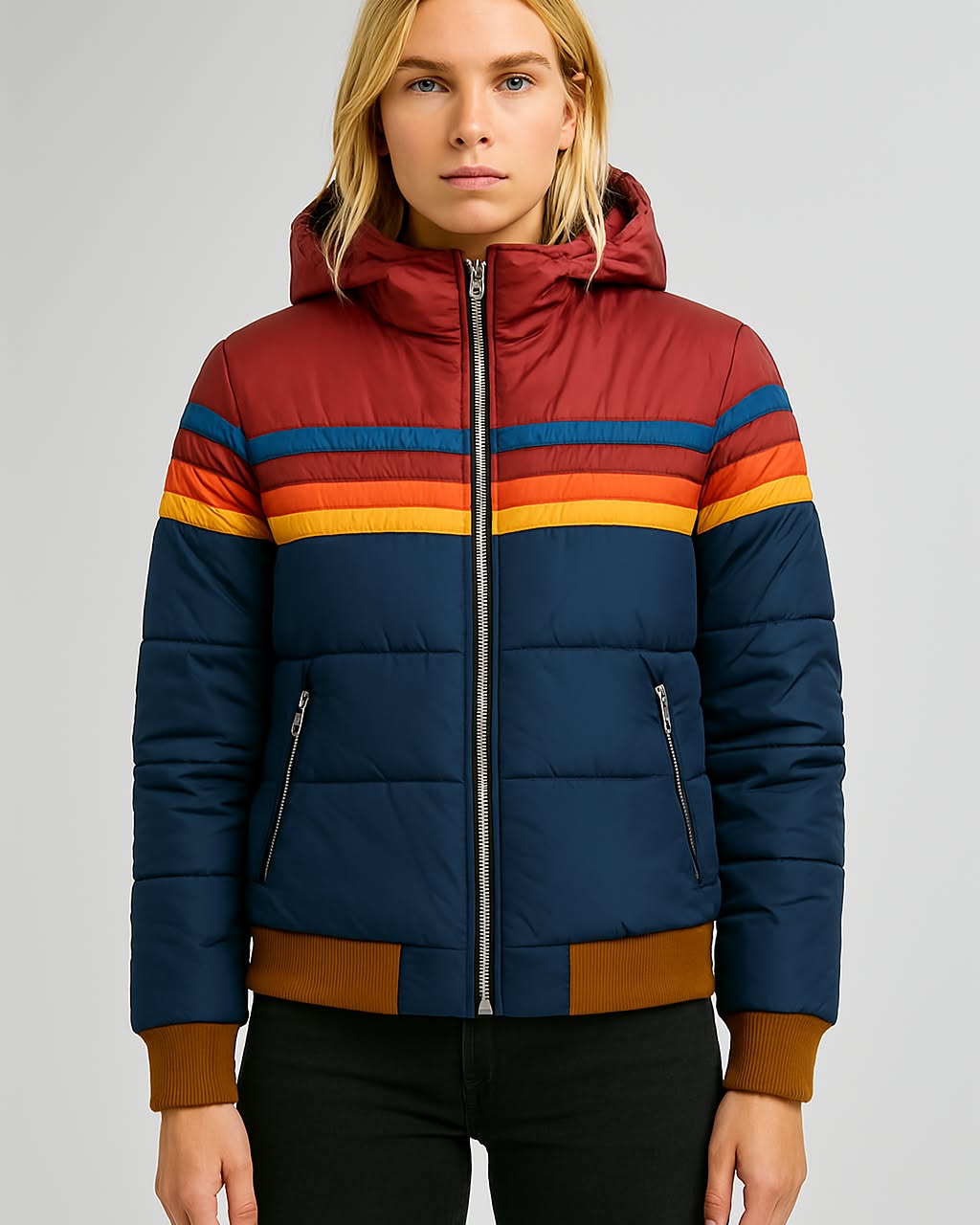 Women's navy lightweight waterproof rain coat, stylish spring outerwear