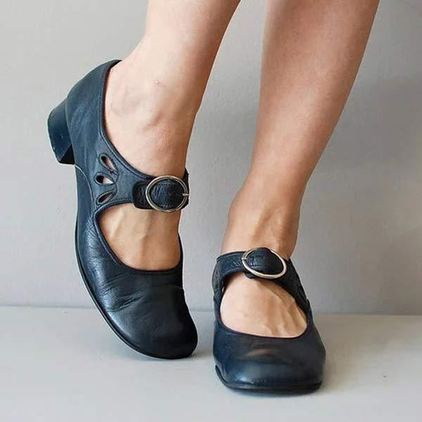 Women's new leather low heel slip-on shoes in a classic neutral color, ideal for comfortable office wear.