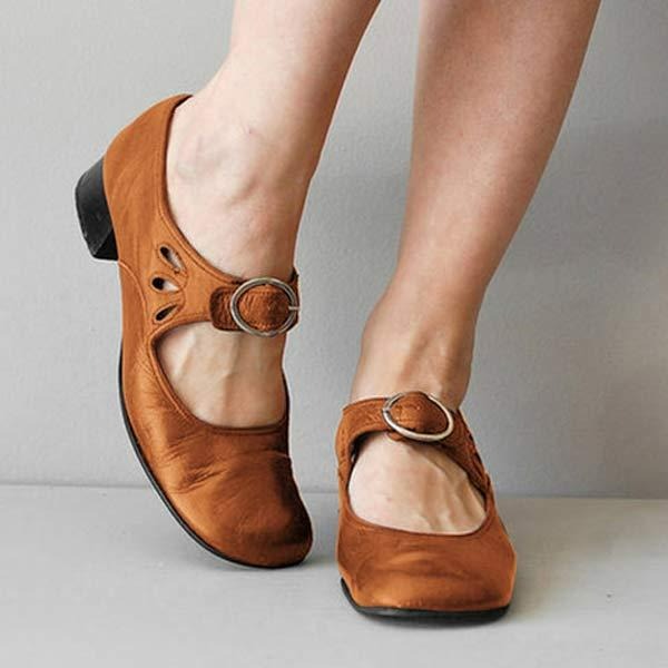 Elegant women's slip-on leather footwear with a comfortable low heel, perfect for spring autumn fashion.