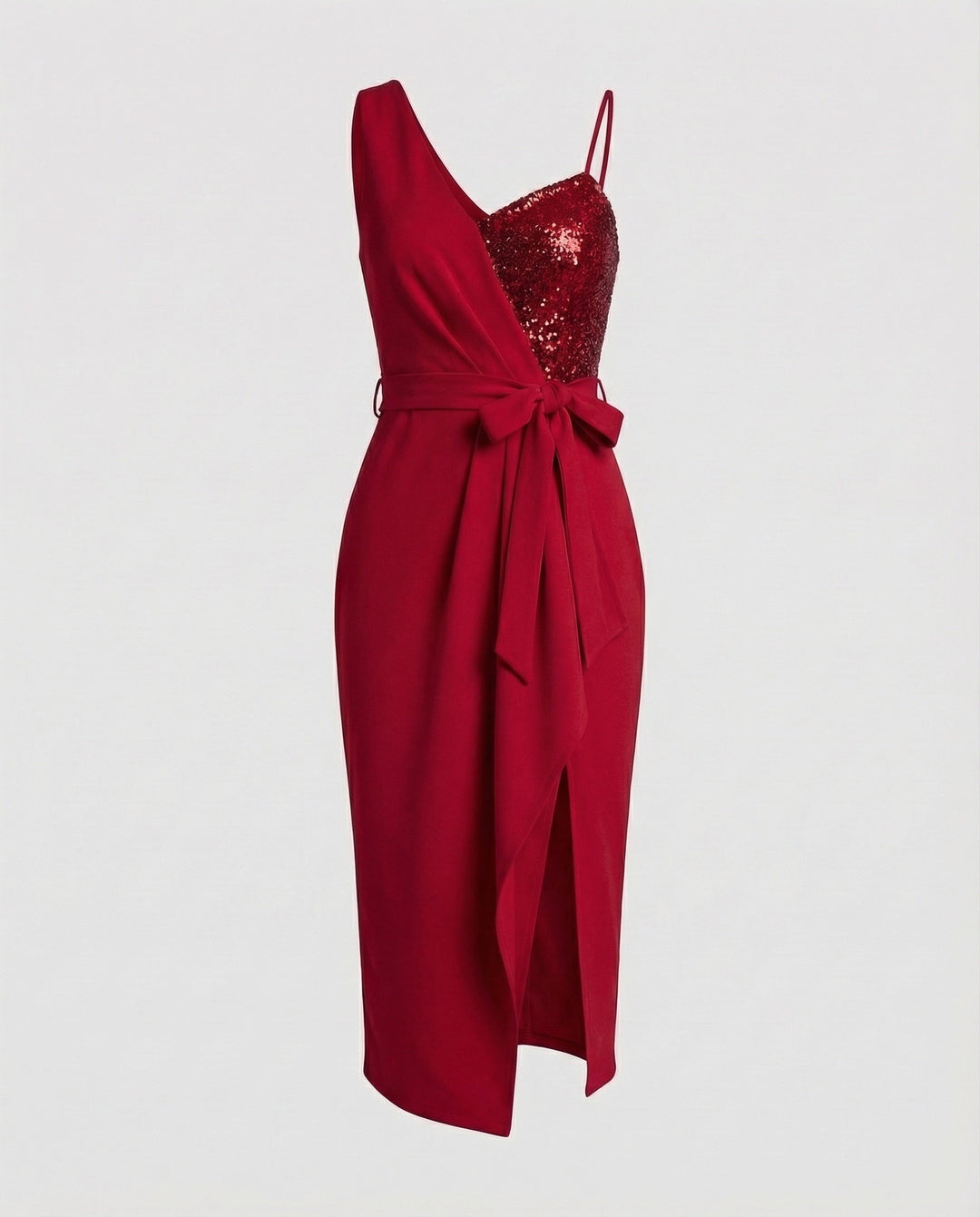 Elegant women's one-shoulder bodycon dress covered in shimmering sequins, perfect for a glamorous party look.