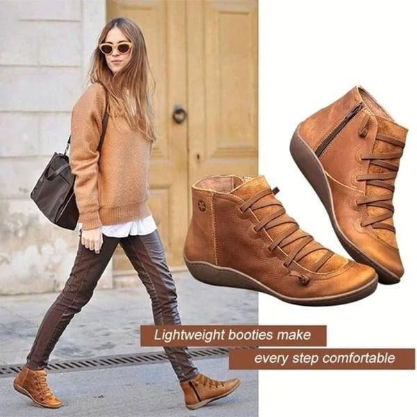 Stylish women's orthopedic ankle boots. Arch support & posture alignment for ultimate comfort in these zip-up boots.