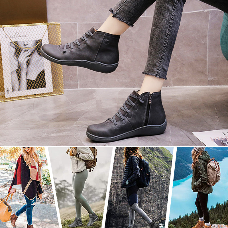 Casual women's ankle boots with arch support. ComfortStep Luxe flat heel, zip closure, perfect for all-season wear.