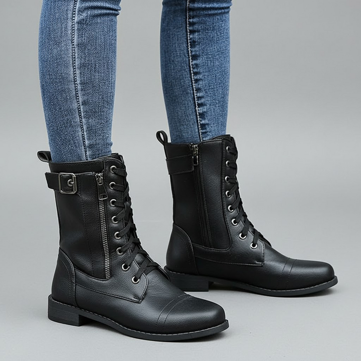 Pair of women's orthopedic ankle boots, grey, designed for comfort and support, ideal for winter boots.