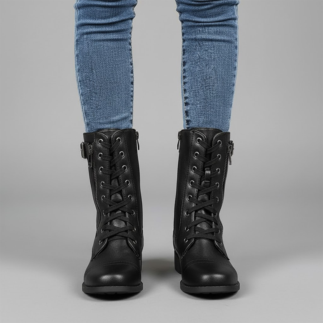Casual women's orthopedic ankle boots with side zipper, perfect for everyday wear and fall fashion.