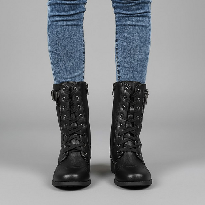 Casual women's orthopedic ankle boots with side zipper, perfect for everyday wear and fall fashion.