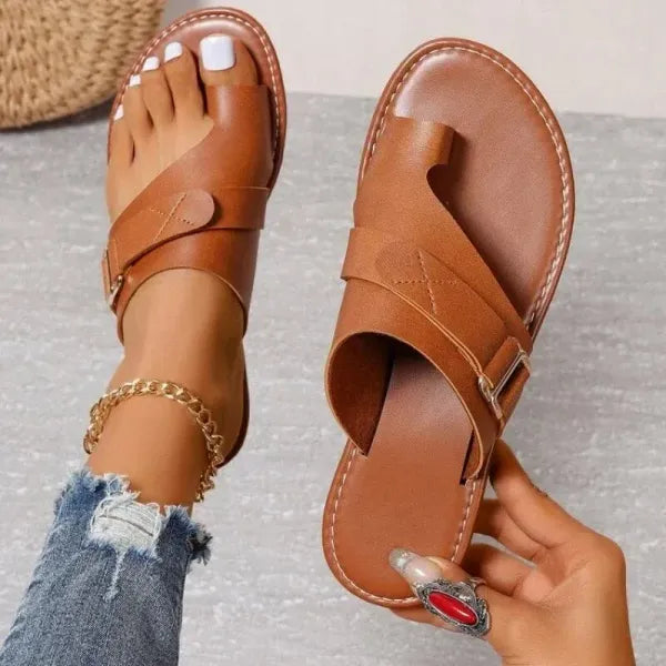 Elegant women's bunion correction sandals for summer. Therapeutic footwear with arch support for comfortable relief.