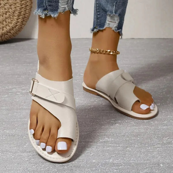 Women's bunion correction sandals: orthopedic design with arch support for therapeutic foot pain relief & comfort.