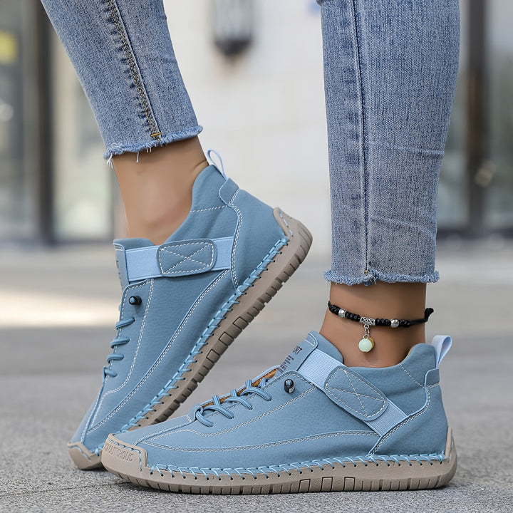 Detailed view of Women's Orthopedic Casual Sneakers' breathable fabric and stitching