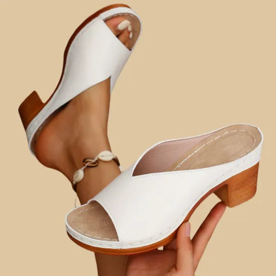 Women's summer footwear: orthopedic chunky high heel sandals with ergonomic design