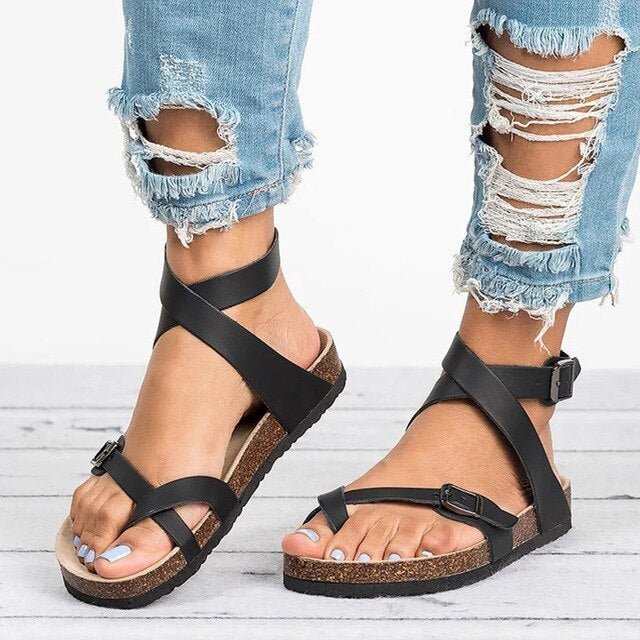 Ladies' comfort sandals with arch support, adjustable straps, perfect for summer walking, travel & foot support.