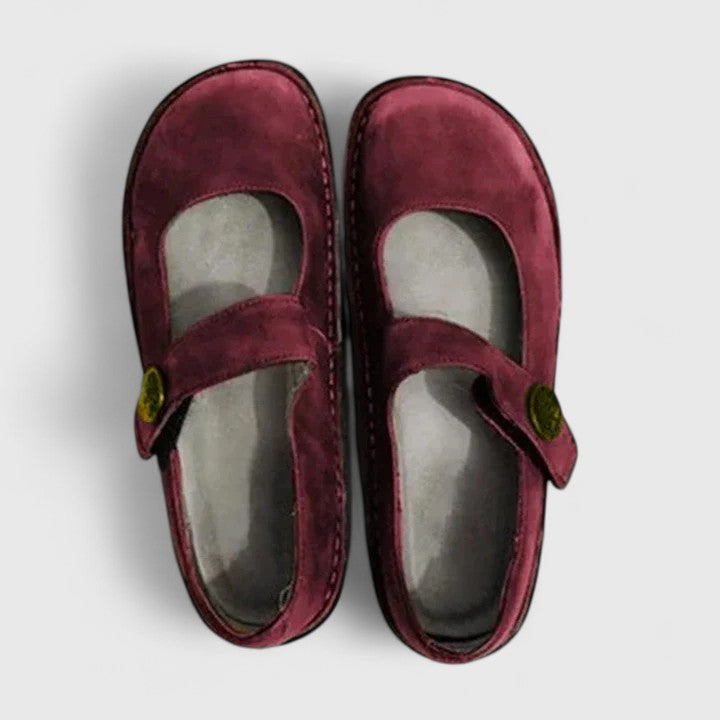 Adjustable strap orthopedic comfort footwear for women, crafted in premium suede