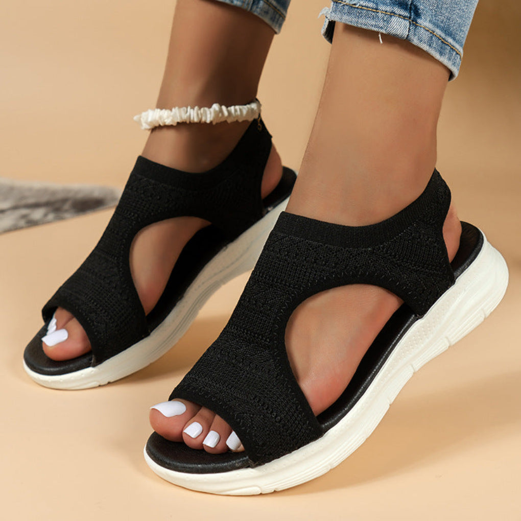 Women's orthopedic cushioned knit sport sandals, grey, designed for summer comfort and support