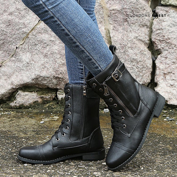 Women's orthopedic lace-up winter boots, keeping feet warm and comfortable on cold days.