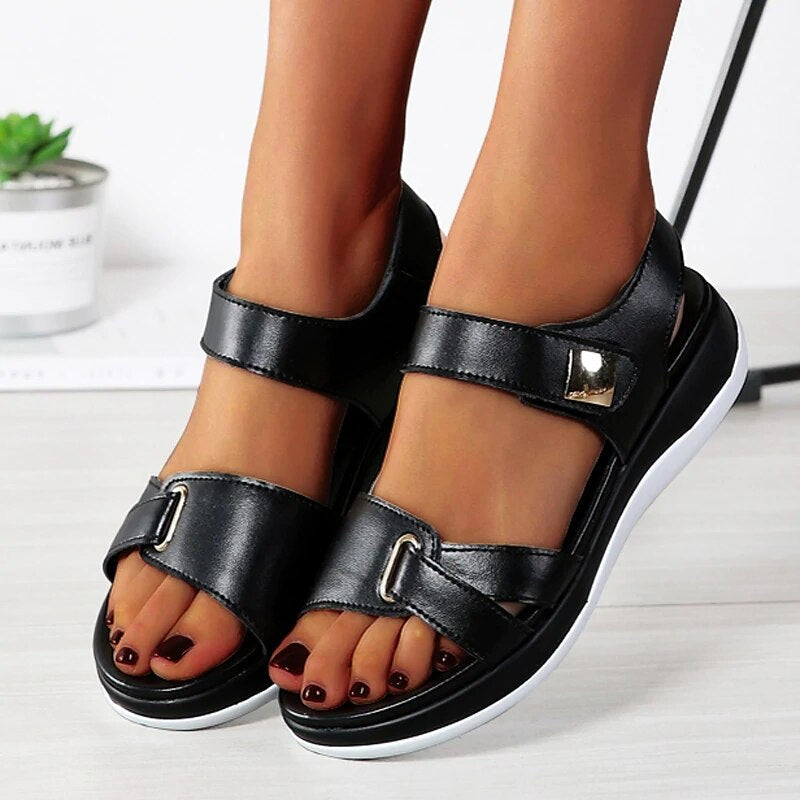 Comfortable women's orthopedic walking sandals featuring adjustable straps, arch support, and soft cushioning.