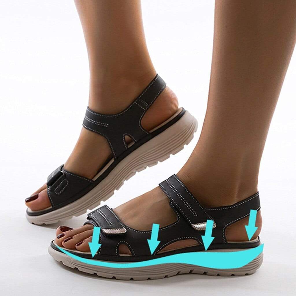 Comfortable women's orthopedic sandals with soft straps and arch support for everyday wear.