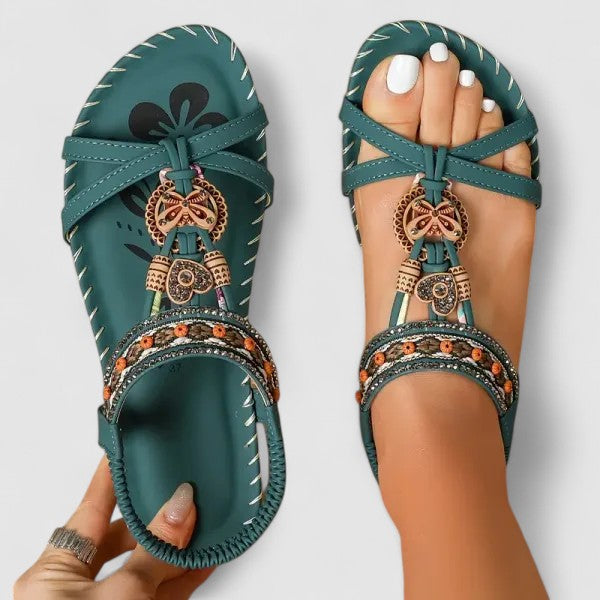 Stylish women's open-toe sandals with orthopedic arch support. Cushioned for comfortable casual summer walking footwear.