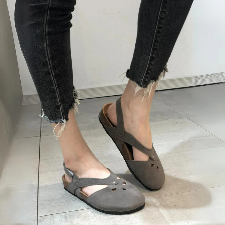 Summer-ready women's orthopedic slingback sandals, adjustable cross straps for comfortable walking & arch support.