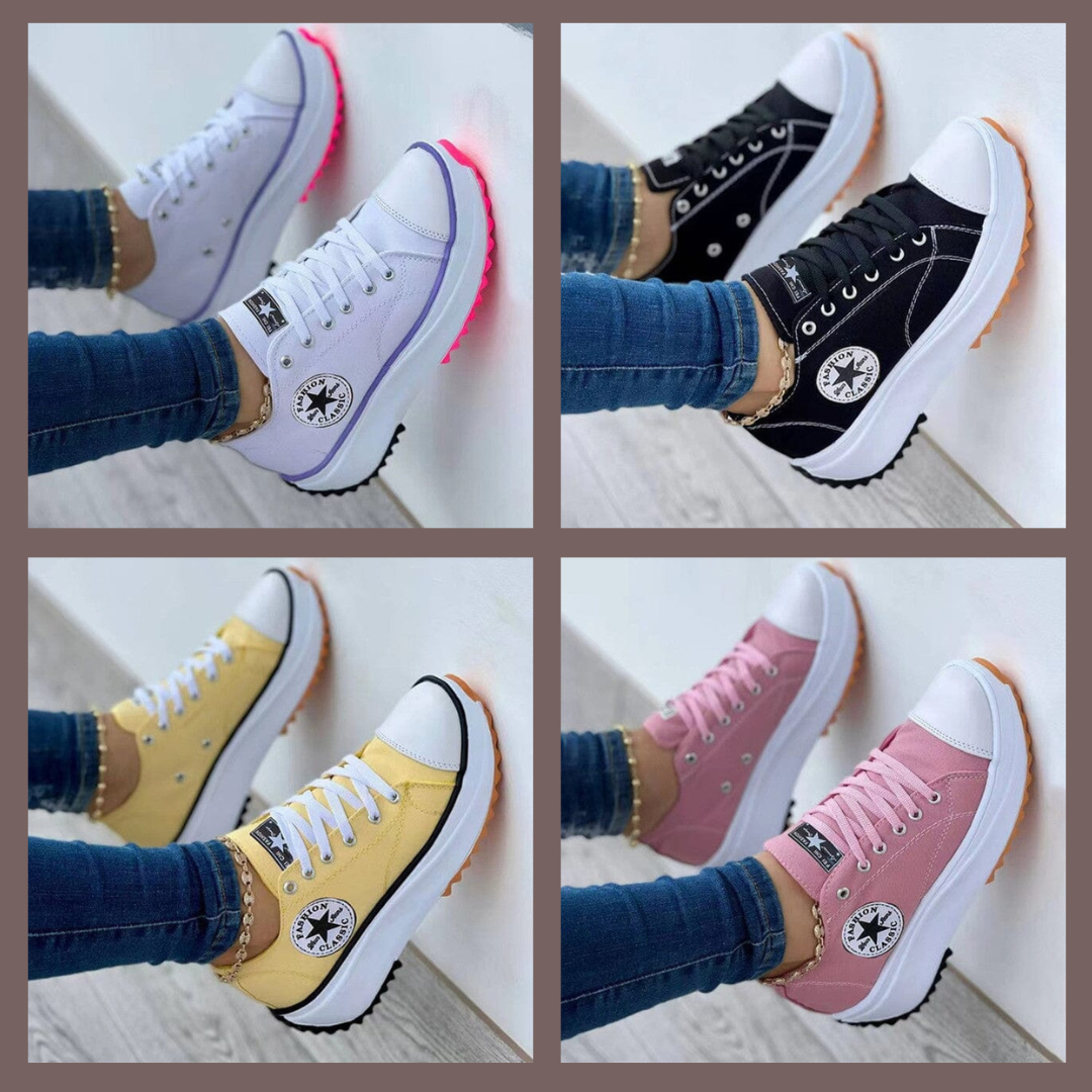 Women's orthopedic sneakers, designed for posture support and everyday comfort, ideal for walking.