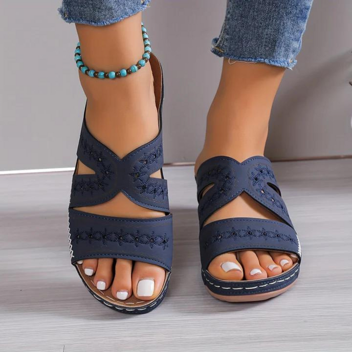 Women's orthopedic summer sandals, black, with arch support for everyday comfort and style