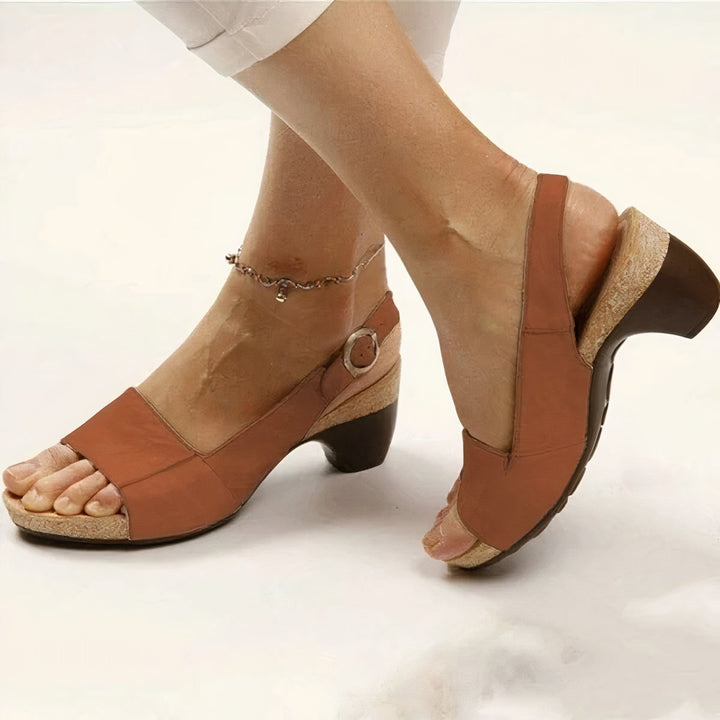 Side view of women's supportive walking shoes, showcasing ergonomic design for orthopedic comfort & support.