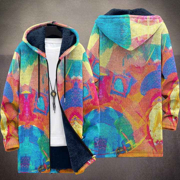 Versatile women's cardigan with abstract print, comfortable knitwear for a stylish, casual look.