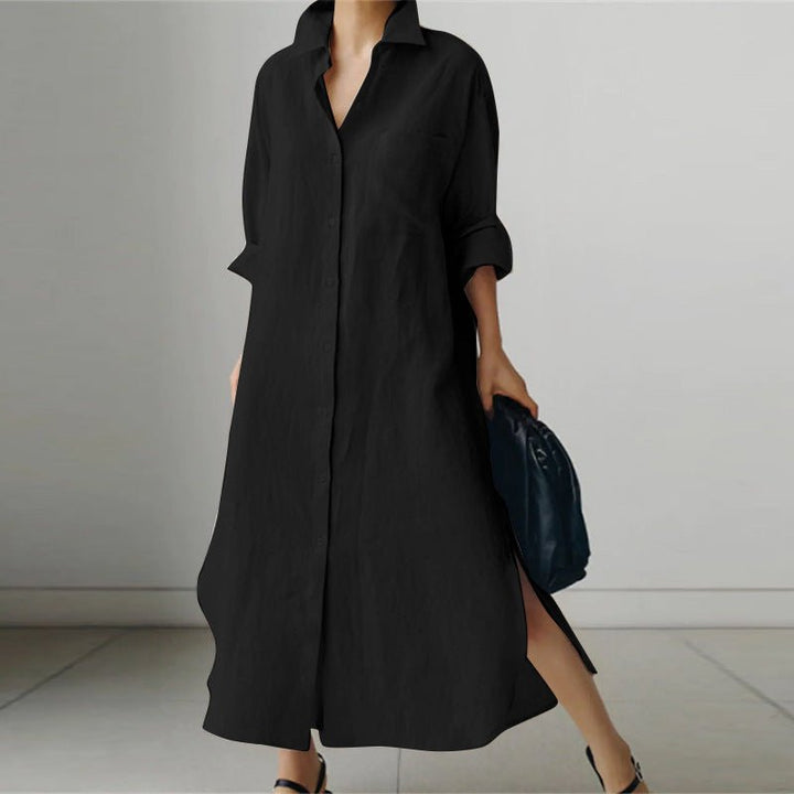 Women's oversized shirt dress, relaxed fit, button down, perfect for casual summer wear or beach cover-up.