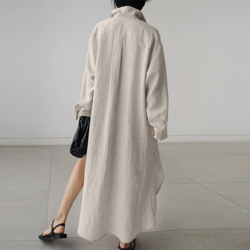 Relaxed fit women's oversized shirt dress, button down style. Perfect for casual, elegant, and versatile summer wear.