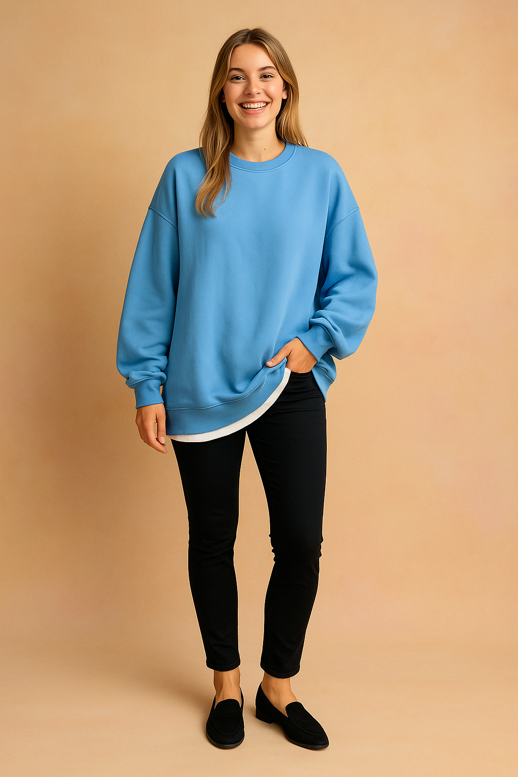Stylish women's oversized street style sweater. Enjoy ultimate comfort in this trendy long sleeve casual pullover.
