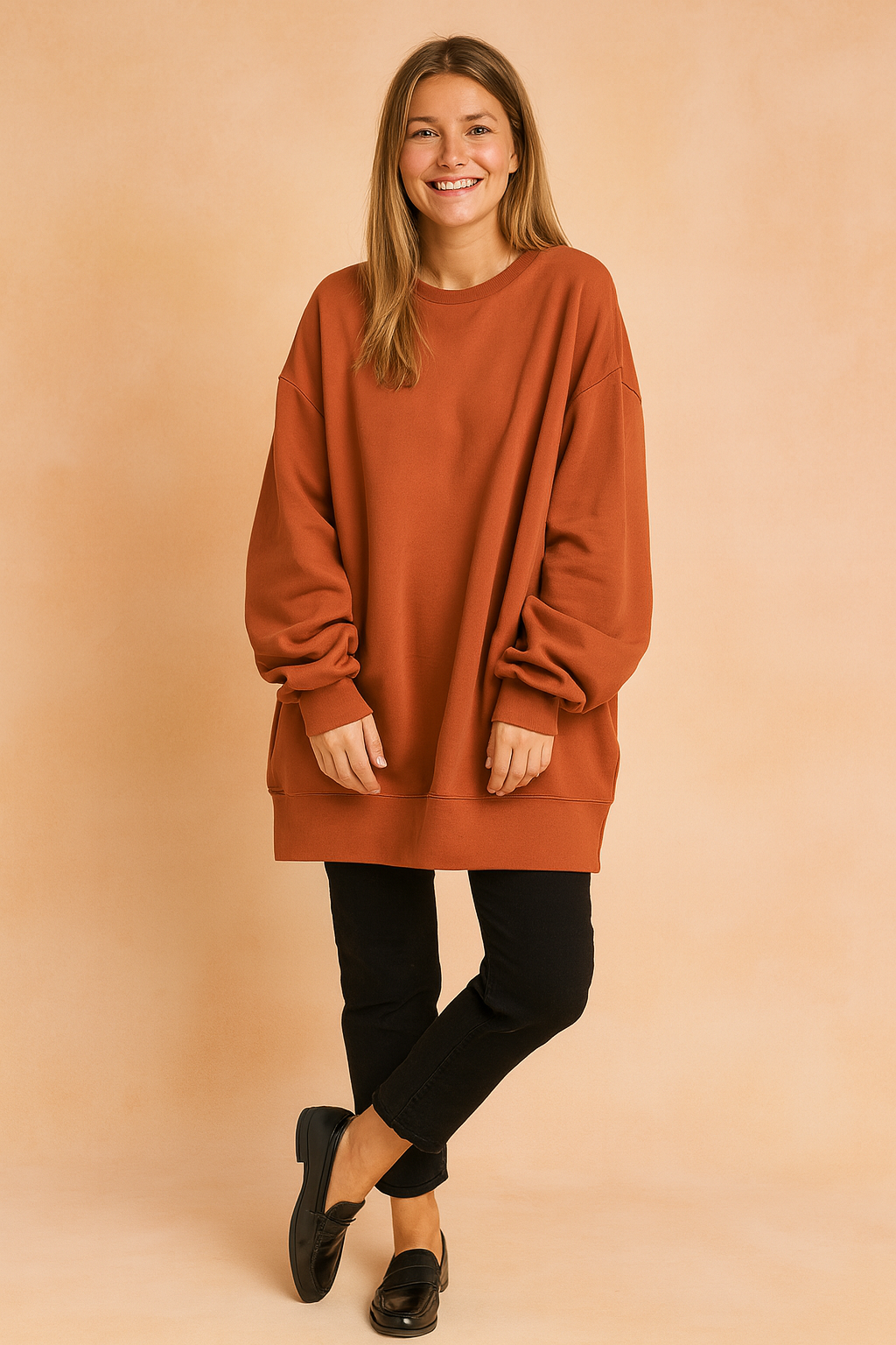 Cozy women's oversized long sleeve sweater, perfect for a relaxed street style look & ultimate casual comfort.