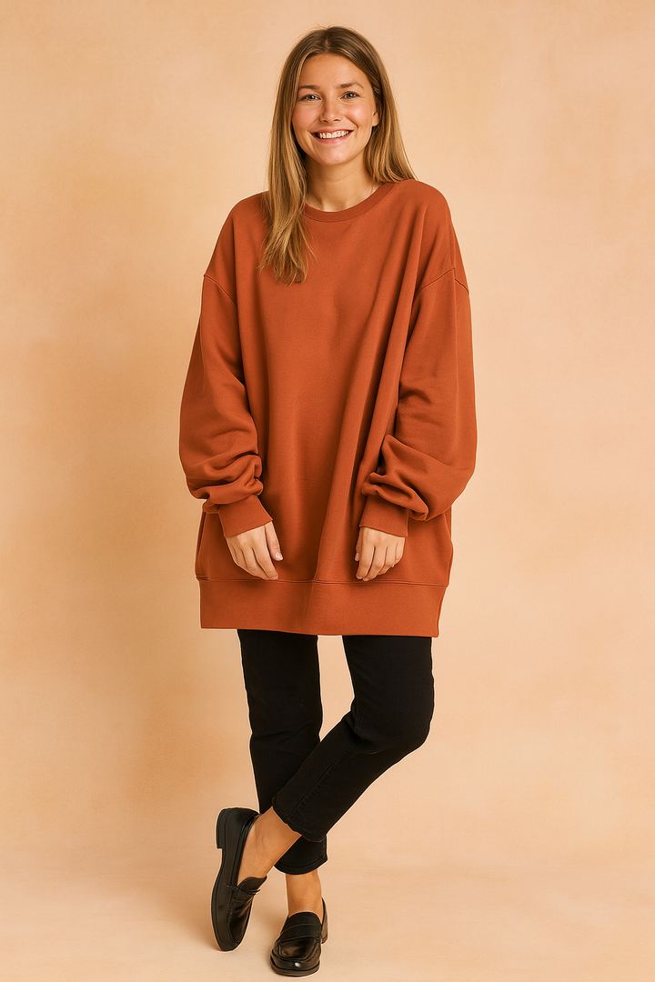 Cozy women's oversized long sleeve sweater, perfect for a relaxed street style look & ultimate casual comfort.