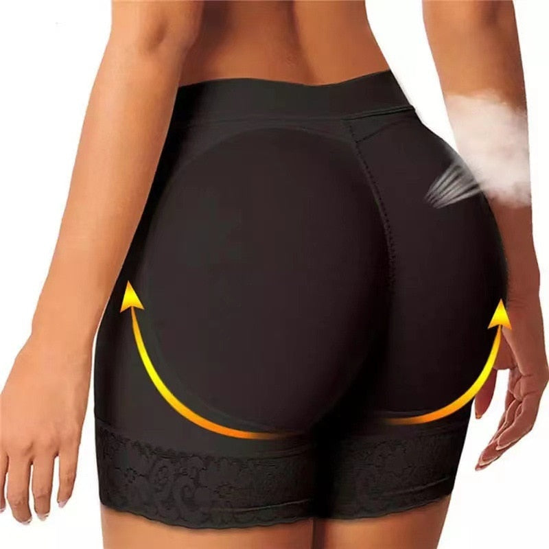 Invisible women's padded shaping shorts with seamless design and lace trim for a natural, lifted look.