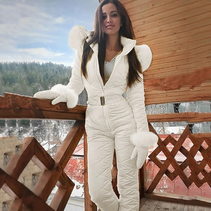Women's padded winter suit, insulated for ultimate warmth & comfort in snow & cold weather. Cozy style.